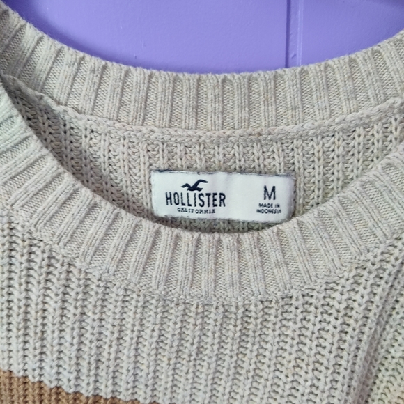 Multicolor Hollister Long Sleeve Sweater Grey Beige Brown - Picture 3 of 4